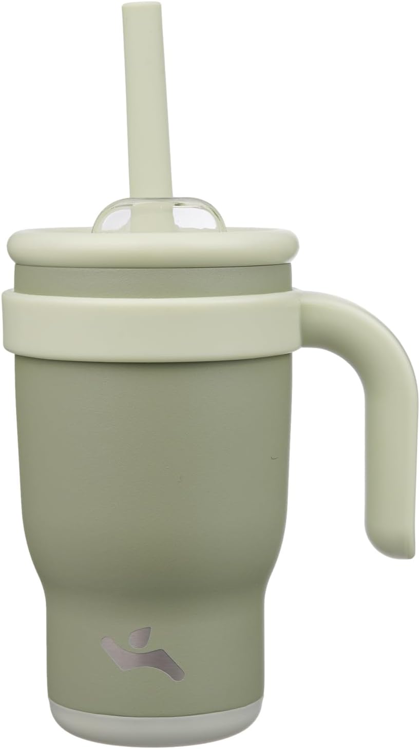 30 oz Tumbler with Handle and Straw, Insulated Travel Mug | Lime; BPA-free, spill-resistant tumbler with 2 straws and 2-in-1 lid for coffee, office, travel & daily use