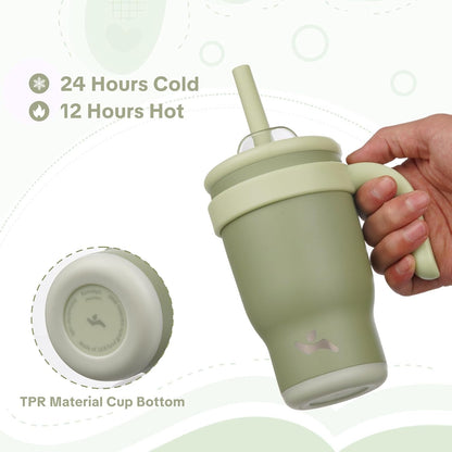 30 oz Tumbler with Handle and Straw, Insulated Travel Mug | Lime; BPA-free, spill-resistant tumbler with 2 straws and 2-in-1 lid for coffee, office, travel & daily use