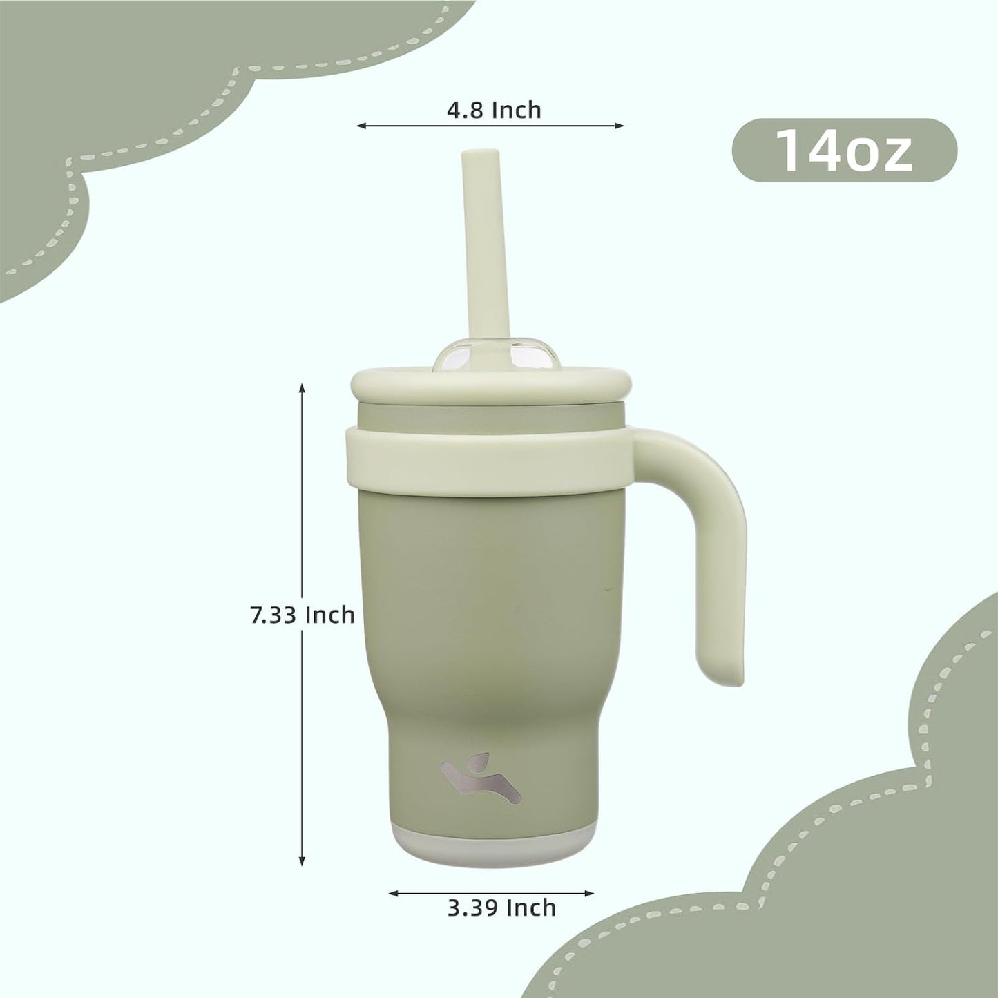 30 oz Tumbler with Handle and Straw, Insulated Travel Mug | Lime; BPA-free, spill-resistant tumbler with 2 straws and 2-in-1 lid for coffee, office, travel & daily use