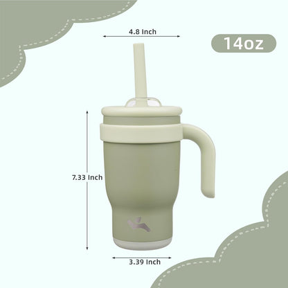 30 oz Tumbler with Handle and Straw, Insulated Travel Mug | Lime; BPA-free, spill-resistant tumbler with 2 straws and 2-in-1 lid for coffee, office, travel & daily use
