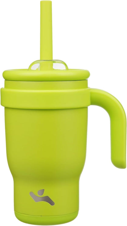 30 oz Tumbler with Handle and Straw, Insulated Travel Mug | Lime; BPA-free, spill-resistant tumbler with 2 straws and 2-in-1 lid for coffee, office, travel & daily use