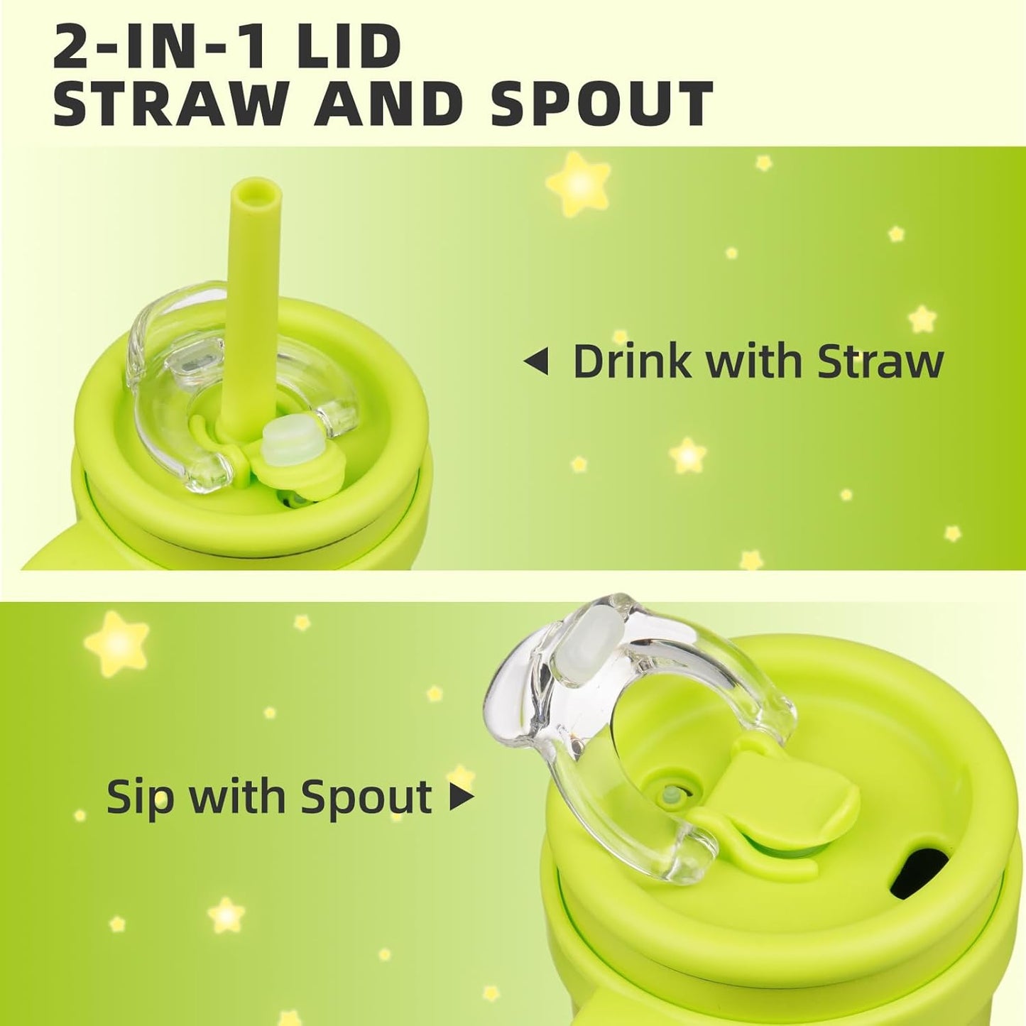 30 oz Tumbler with Handle and Straw, Insulated Travel Mug | Lime; BPA-free, spill-resistant tumbler with 2 straws and 2-in-1 lid for coffee, office, travel & daily use