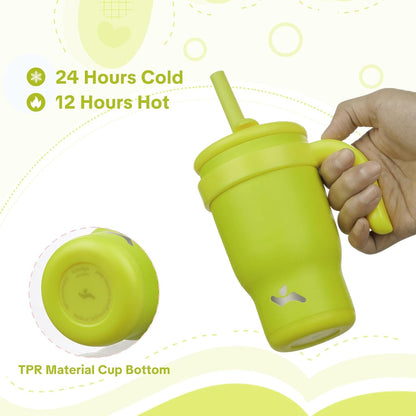 30 oz Tumbler with Handle and Straw, Insulated Travel Mug | Lime; BPA-free, spill-resistant tumbler with 2 straws and 2-in-1 lid for coffee, office, travel & daily use
