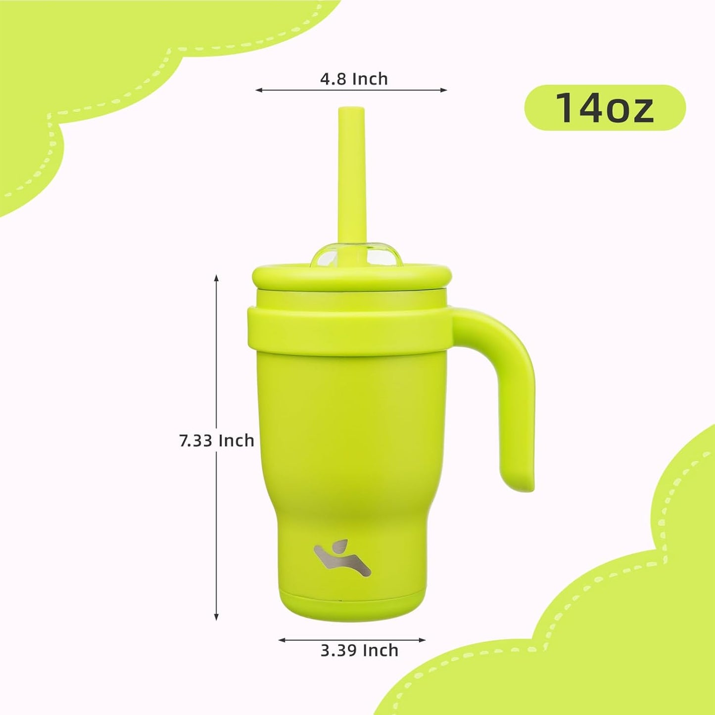 30 oz Tumbler with Handle and Straw, Insulated Travel Mug | Lime; BPA-free, spill-resistant tumbler with 2 straws and 2-in-1 lid for coffee, office, travel & daily use