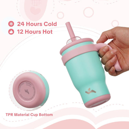 30 oz Tumbler with Handle and Straw, Insulated Travel Mug | Lime; BPA-free, spill-resistant tumbler with 2 straws and 2-in-1 lid for coffee, office, travel & daily use
