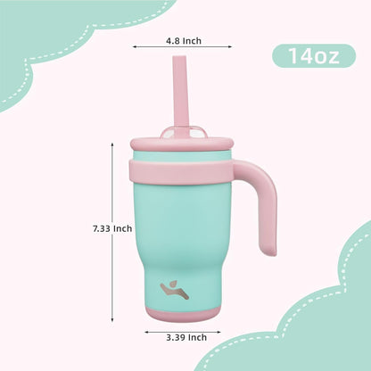 30 oz Tumbler with Handle and Straw, Insulated Travel Mug | Lime; BPA-free, spill-resistant tumbler with 2 straws and 2-in-1 lid for coffee, office, travel & daily use