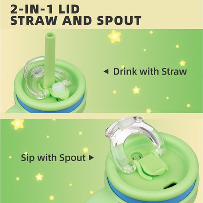 30 oz Tumbler with Handle and Straw, Insulated Travel Mug | Lime; BPA-free, spill-resistant tumbler with 2 straws and 2-in-1 lid for coffee, office, travel & daily use