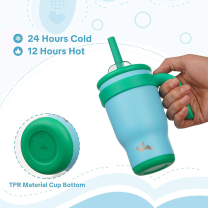 30 oz Tumbler with Handle and Straw, Insulated Travel Mug | Lime; BPA-free, spill-resistant tumbler with 2 straws and 2-in-1 lid for coffee, office, travel & daily use
