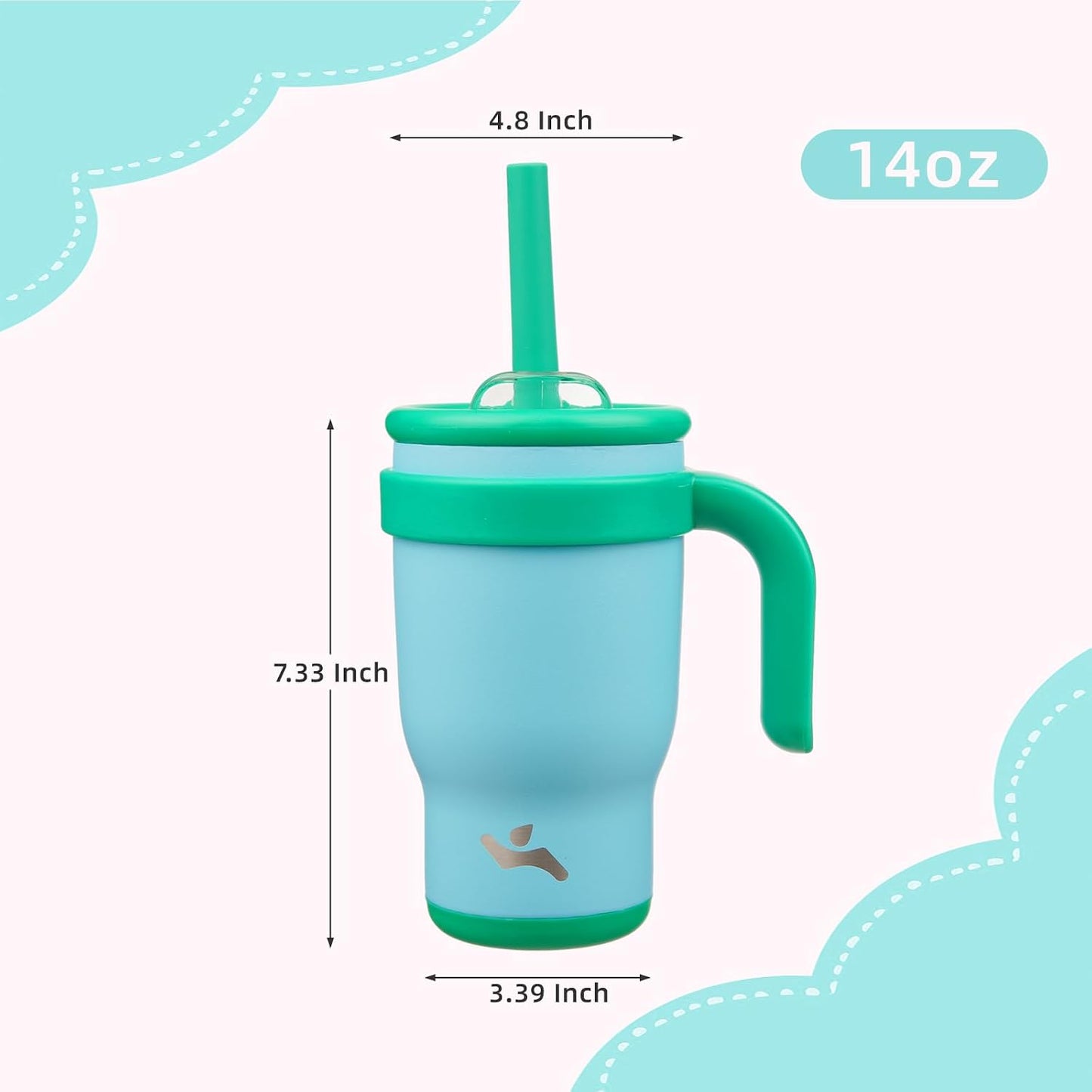 30 oz Tumbler with Handle and Straw, Insulated Travel Mug | Lime; BPA-free, spill-resistant tumbler with 2 straws and 2-in-1 lid for coffee, office, travel & daily use
