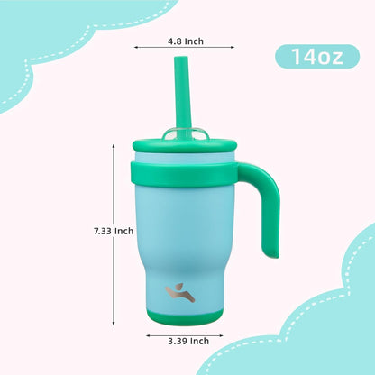 30 oz Tumbler with Handle and Straw, Insulated Travel Mug | Lime; BPA-free, spill-resistant tumbler with 2 straws and 2-in-1 lid for coffee, office, travel & daily use