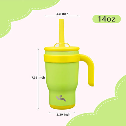 30 oz Tumbler with Handle and Straw, Insulated Travel Mug | Lime; BPA-free, spill-resistant tumbler with 2 straws and 2-in-1 lid for coffee, office, travel & daily use
