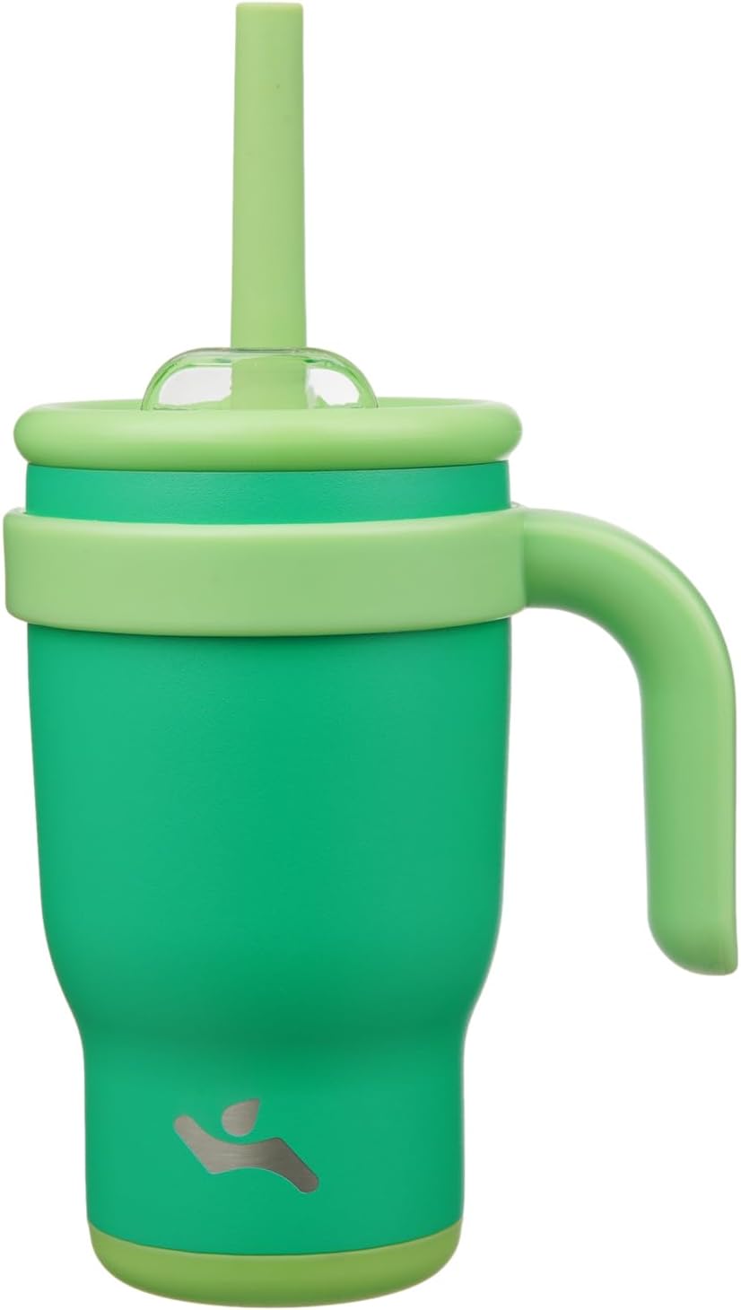 30 oz Tumbler with Handle and Straw, Insulated Travel Mug | Lime; BPA-free, spill-resistant tumbler with 2 straws and 2-in-1 lid for coffee, office, travel & daily use