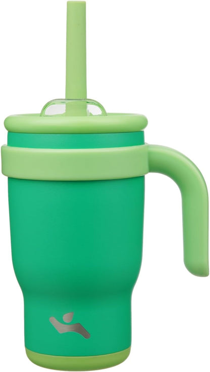 30 oz Tumbler with Handle and Straw, Insulated Travel Mug | Lime; BPA-free, spill-resistant tumbler with 2 straws and 2-in-1 lid for coffee, office, travel & daily use