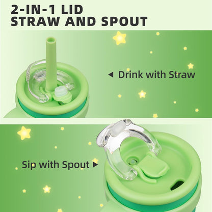 30 oz Tumbler with Handle and Straw, Insulated Travel Mug | Lime; BPA-free, spill-resistant tumbler with 2 straws and 2-in-1 lid for coffee, office, travel & daily use