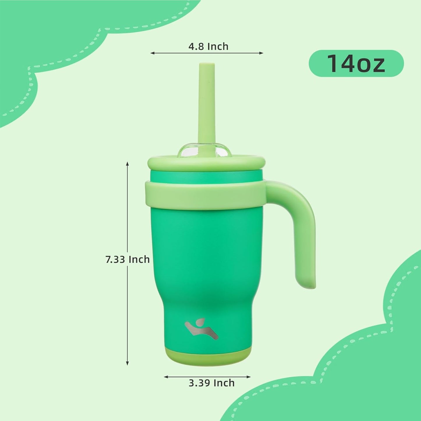 30 oz Tumbler with Handle and Straw, Insulated Travel Mug | Lime; BPA-free, spill-resistant tumbler with 2 straws and 2-in-1 lid for coffee, office, travel & daily use