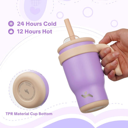 30 oz Tumbler with Handle and Straw, Insulated Travel Mug | Lime; BPA-free, spill-resistant tumbler with 2 straws and 2-in-1 lid for coffee, office, travel & daily use