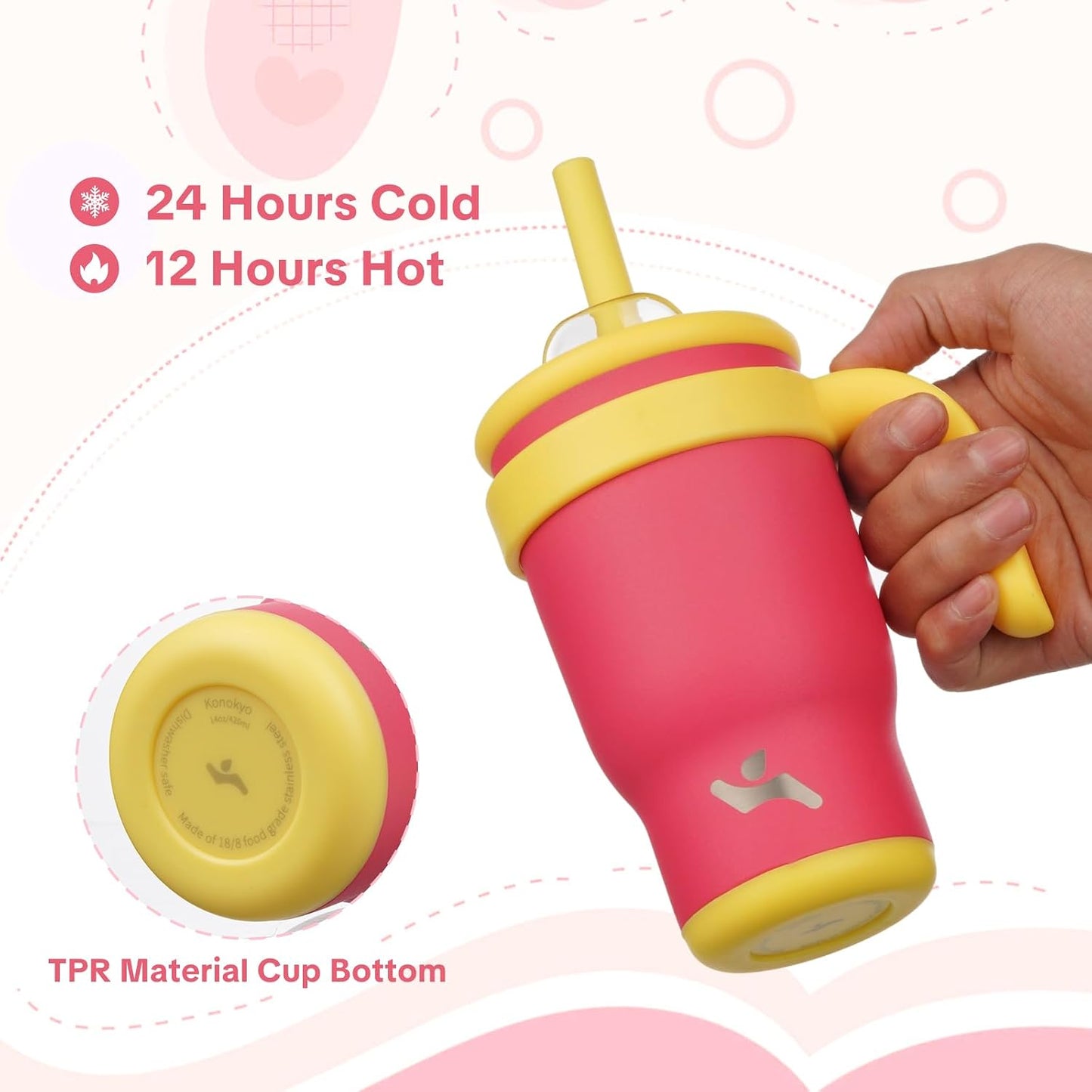 30 oz Tumbler with Handle and Straw, Insulated Travel Mug | Lime; BPA-free, spill-resistant tumbler with 2 straws and 2-in-1 lid for coffee, office, travel & daily use