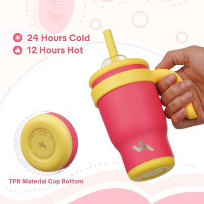 30 oz Tumbler with Handle and Straw, Insulated Travel Mug | Lime; BPA-free, spill-resistant tumbler with 2 straws and 2-in-1 lid for coffee, office, travel & daily use