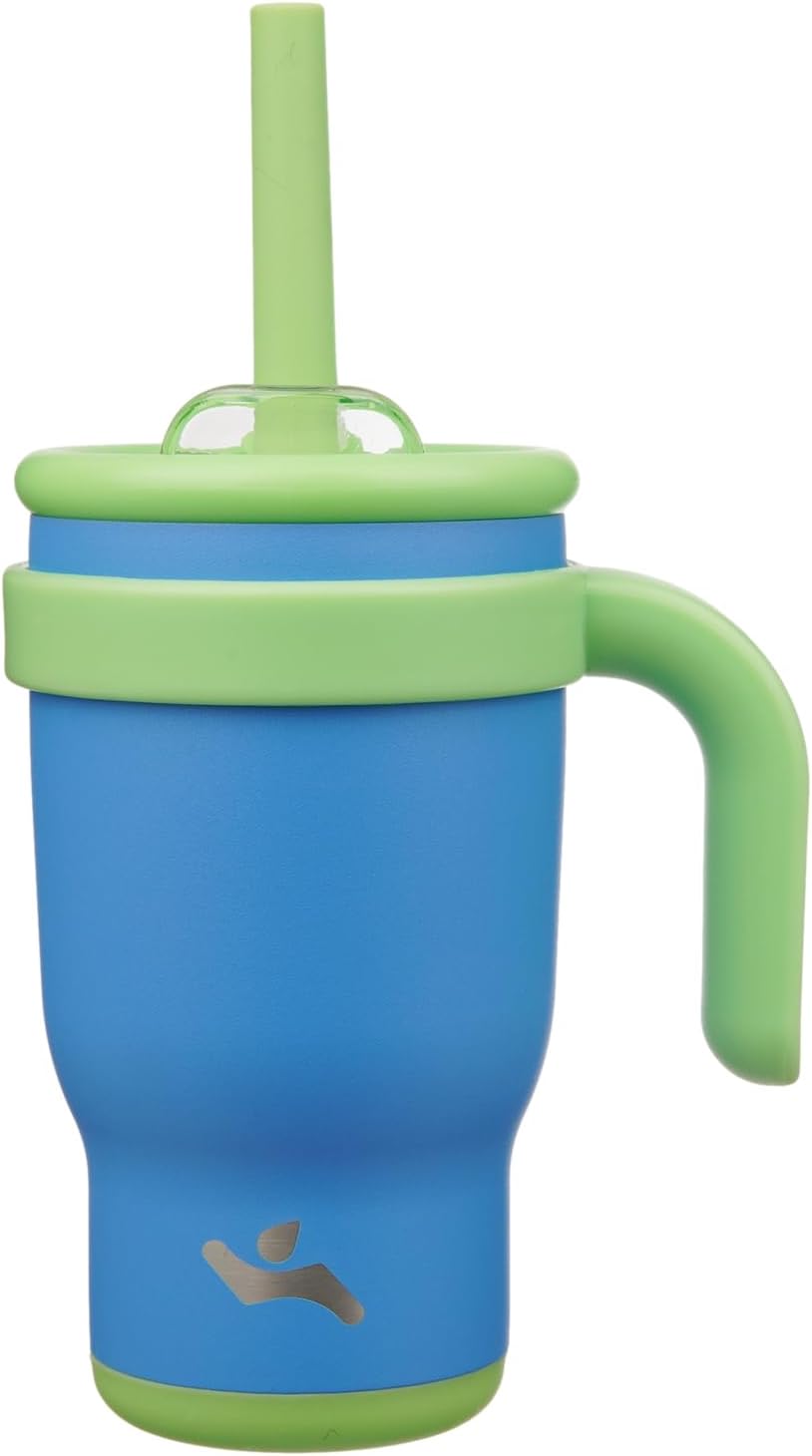30 oz Tumbler with Handle and Straw, Insulated Travel Mug | Lime; BPA-free, spill-resistant tumbler with 2 straws and 2-in-1 lid for coffee, office, travel & daily use