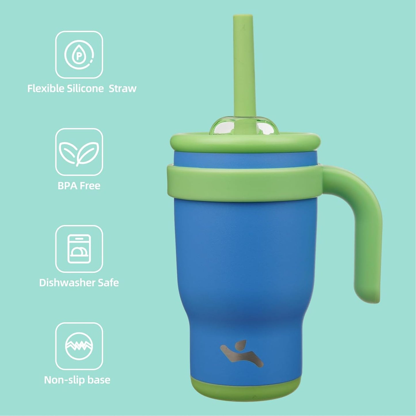 30 oz Tumbler with Handle and Straw, Insulated Travel Mug | Lime; BPA-free, spill-resistant tumbler with 2 straws and 2-in-1 lid for coffee, office, travel & daily use