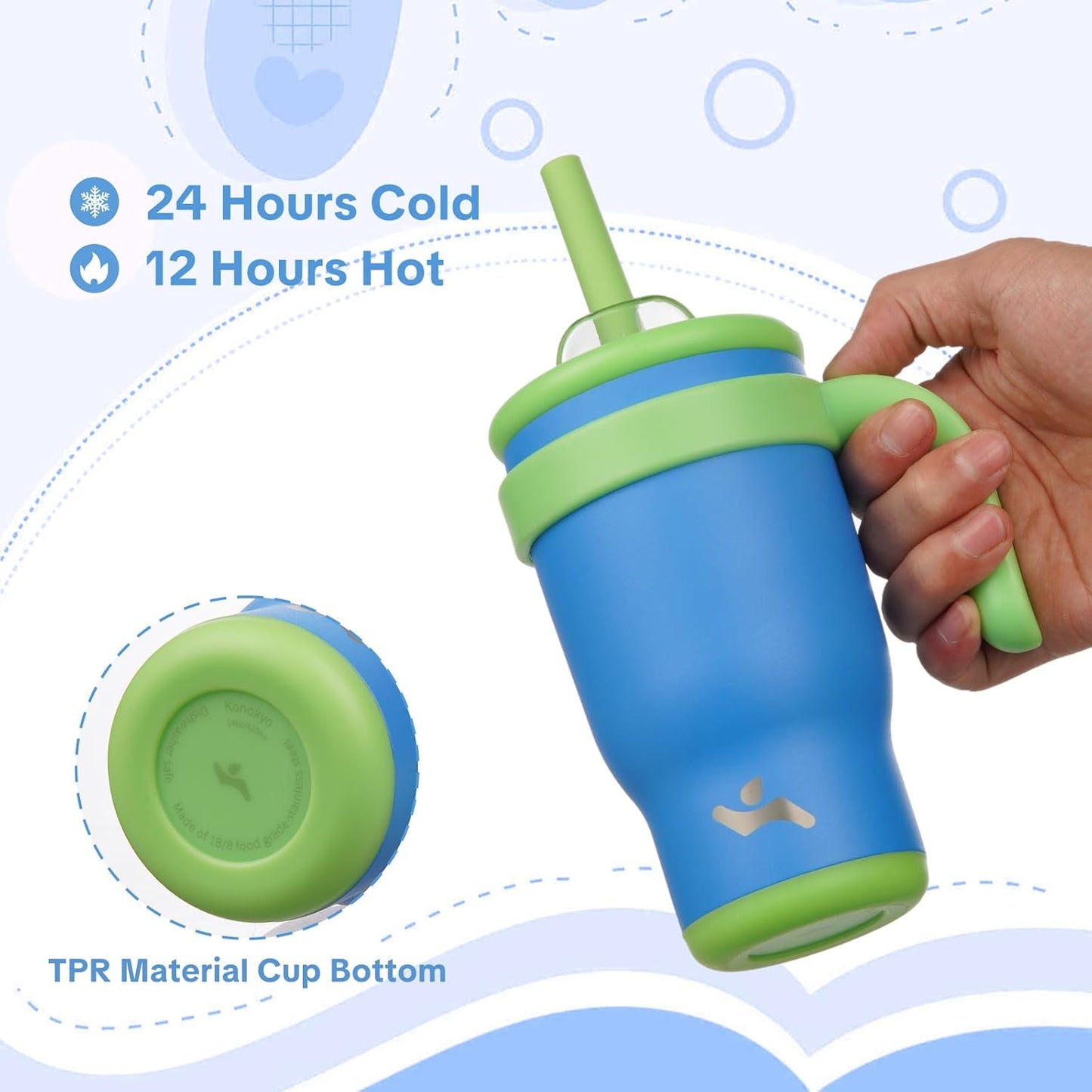 30 oz Tumbler with Handle and Straw, Insulated Travel Mug | Lime; BPA-free, spill-resistant tumbler with 2 straws and 2-in-1 lid for coffee, office, travel & daily use