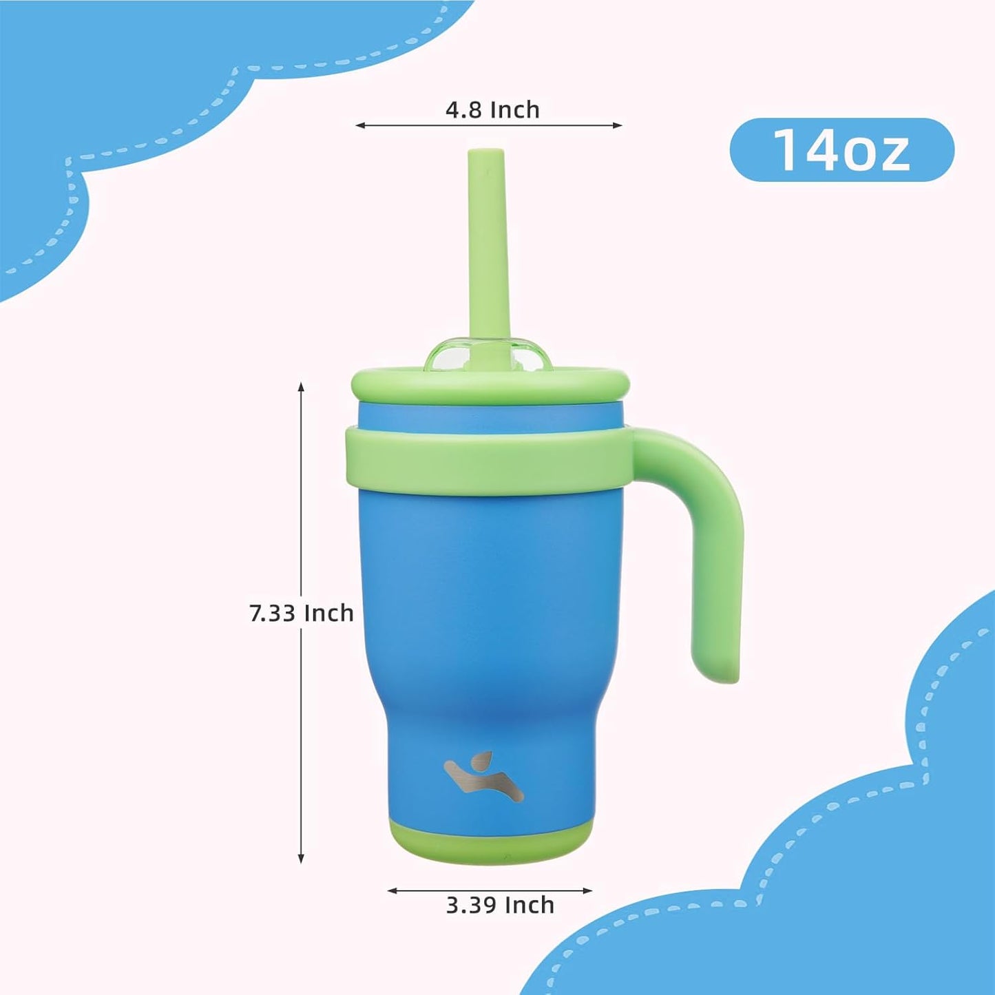 30 oz Tumbler with Handle and Straw, Insulated Travel Mug | Lime; BPA-free, spill-resistant tumbler with 2 straws and 2-in-1 lid for coffee, office, travel & daily use