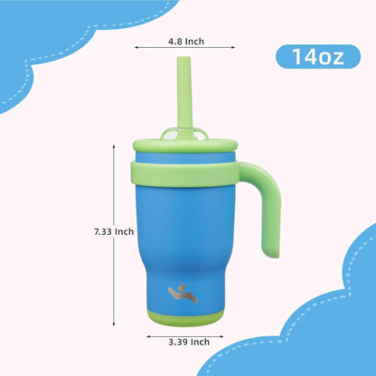 30 oz Tumbler with Handle and Straw, Insulated Travel Mug | Lime; BPA-free, spill-resistant tumbler with 2 straws and 2-in-1 lid for coffee, office, travel & daily use