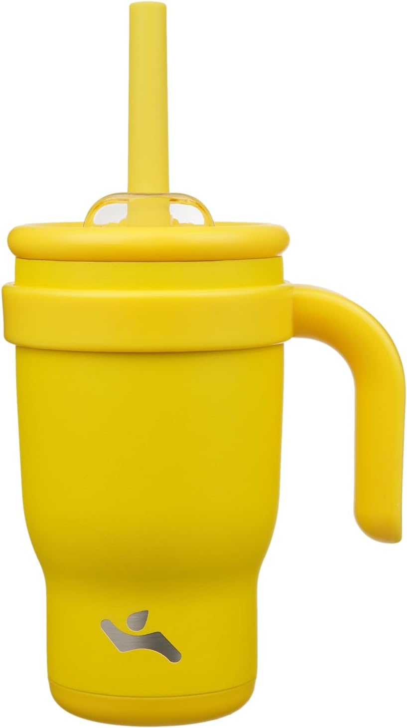 30 oz Tumbler with Handle and Straw, Insulated Travel Mug | Lime; BPA-free, spill-resistant tumbler with 2 straws and 2-in-1 lid for coffee, office, travel & daily use