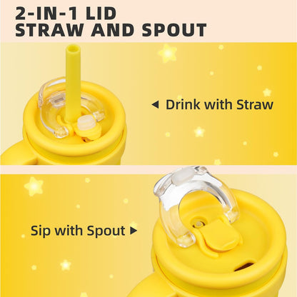 30 oz Tumbler with Handle and Straw, Insulated Travel Mug | Lime; BPA-free, spill-resistant tumbler with 2 straws and 2-in-1 lid for coffee, office, travel & daily use