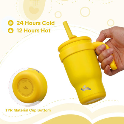 30 oz Tumbler with Handle and Straw, Insulated Travel Mug | Lime; BPA-free, spill-resistant tumbler with 2 straws and 2-in-1 lid for coffee, office, travel & daily use