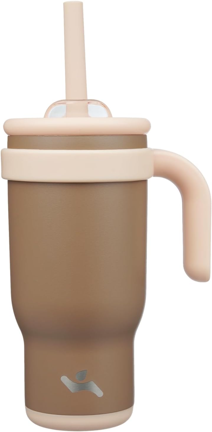 30 oz Tumbler with Handle and Straw, Insulated Travel Mug | Lime; BPA-free, spill-resistant tumbler with 2 straws and 2-in-1 lid for coffee, office, travel & daily use