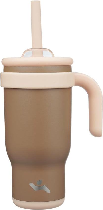 30 oz Tumbler with Handle and Straw, Insulated Travel Mug | Lime; BPA-free, spill-resistant tumbler with 2 straws and 2-in-1 lid for coffee, office, travel & daily use