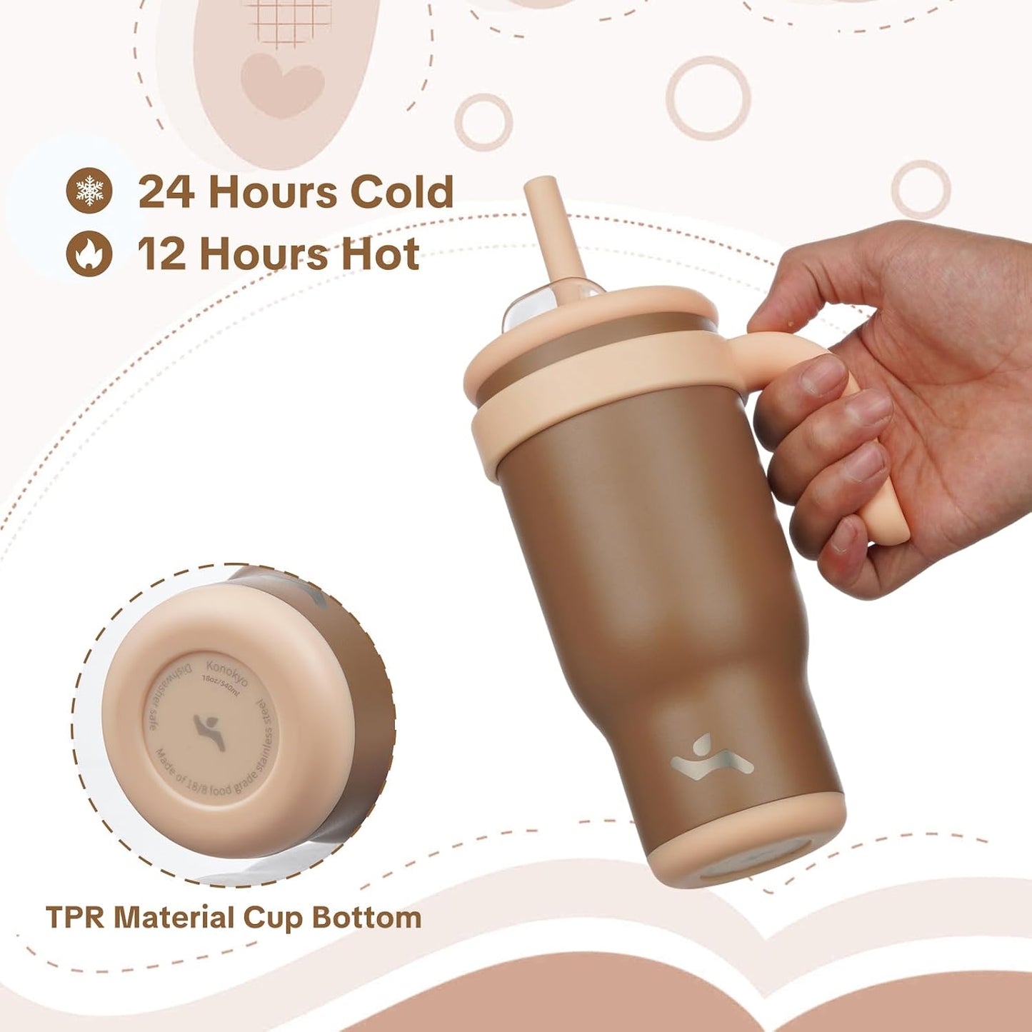30 oz Tumbler with Handle and Straw, Insulated Travel Mug | Lime; BPA-free, spill-resistant tumbler with 2 straws and 2-in-1 lid for coffee, office, travel & daily use