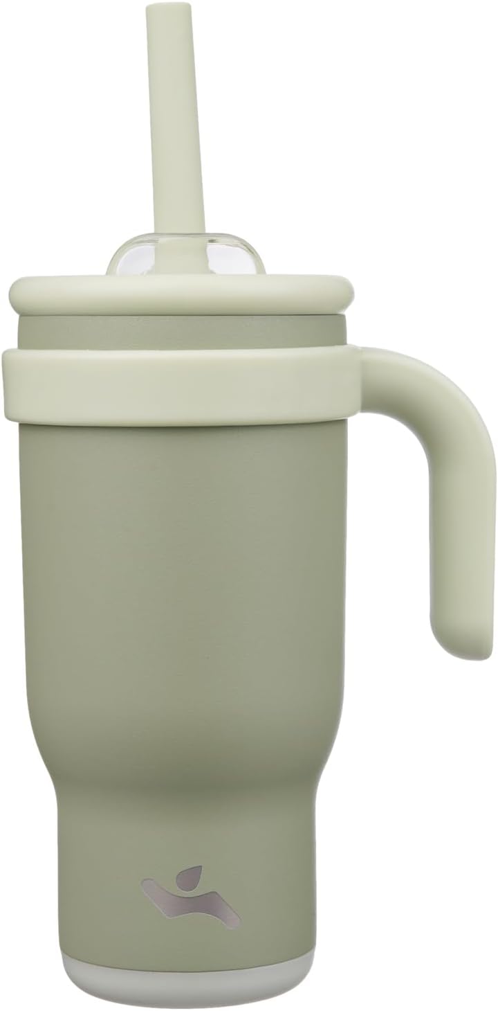 30 oz Tumbler with Handle and Straw, Insulated Travel Mug | Lime; BPA-free, spill-resistant tumbler with 2 straws and 2-in-1 lid for coffee, office, travel & daily use