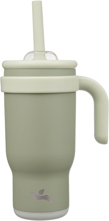 30 oz Tumbler with Handle and Straw, Insulated Travel Mug | Lime; BPA-free, spill-resistant tumbler with 2 straws and 2-in-1 lid for coffee, office, travel & daily use