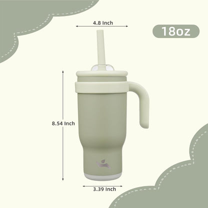 30 oz Tumbler with Handle and Straw, Insulated Travel Mug | Lime; BPA-free, spill-resistant tumbler with 2 straws and 2-in-1 lid for coffee, office, travel & daily use