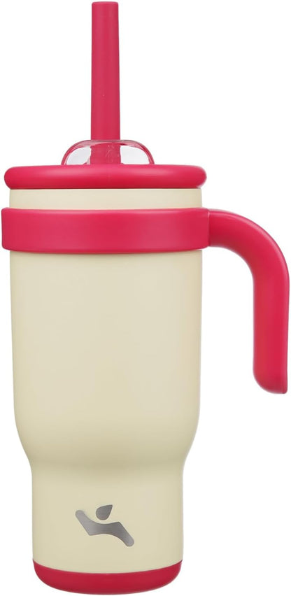30 oz Tumbler with Handle and Straw, Insulated Travel Mug | Lime; BPA-free, spill-resistant tumbler with 2 straws and 2-in-1 lid for coffee, office, travel & daily use