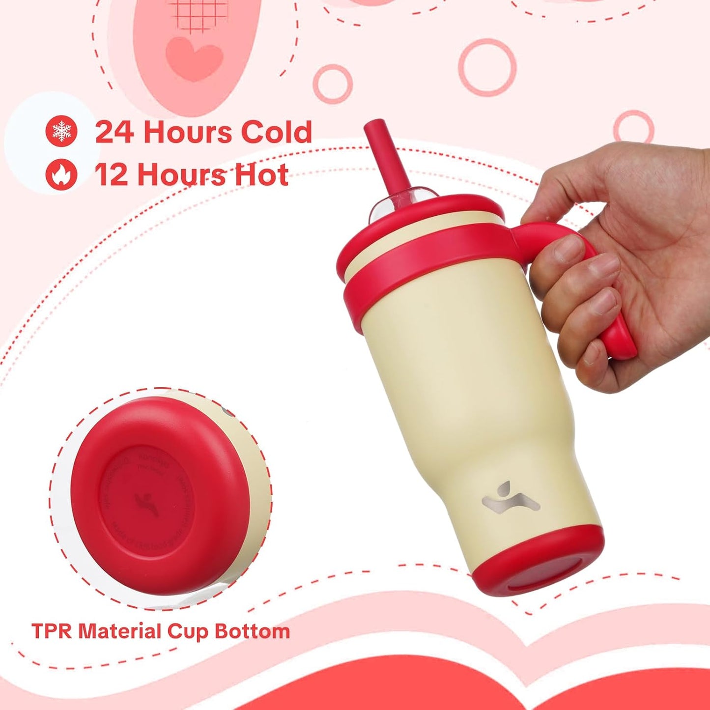 30 oz Tumbler with Handle and Straw, Insulated Travel Mug | Lime; BPA-free, spill-resistant tumbler with 2 straws and 2-in-1 lid for coffee, office, travel & daily use