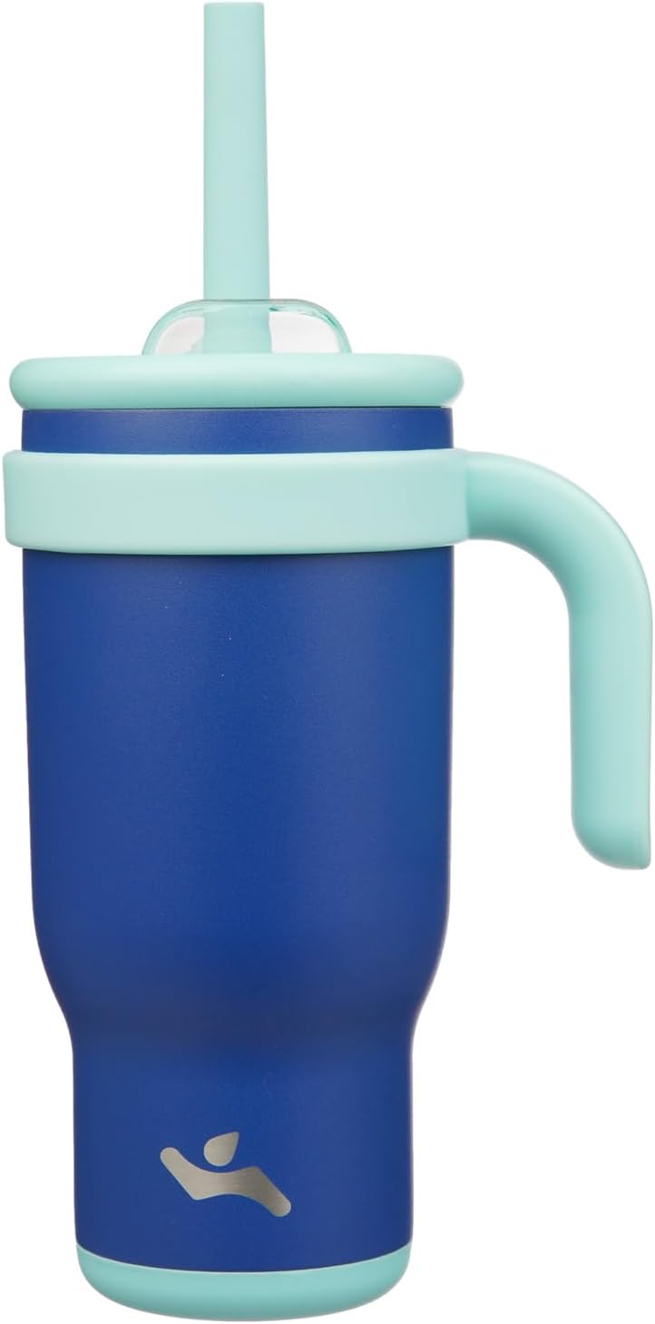 30 oz Tumbler with Handle and Straw, Insulated Travel Mug | Lime; BPA-free, spill-resistant tumbler with 2 straws and 2-in-1 lid for coffee, office, travel & daily use