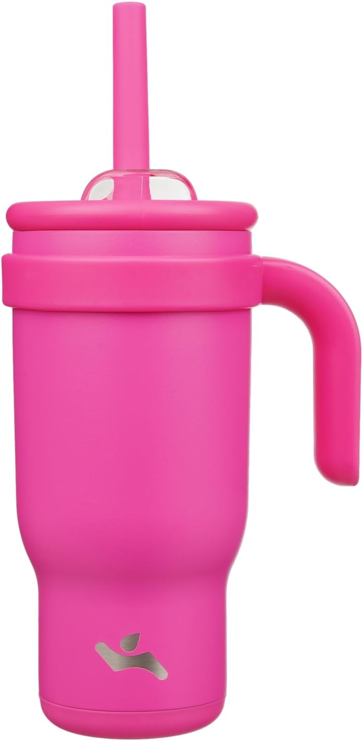 30 oz Tumbler with Handle and Straw, Insulated Travel Mug | Lime; BPA-free, spill-resistant tumbler with 2 straws and 2-in-1 lid for coffee, office, travel & daily use
