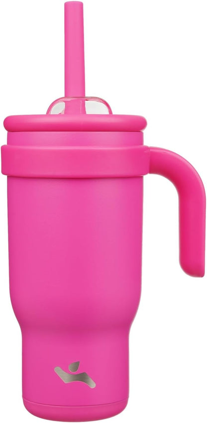 30 oz Tumbler with Handle and Straw, Insulated Travel Mug | Lime; BPA-free, spill-resistant tumbler with 2 straws and 2-in-1 lid for coffee, office, travel & daily use