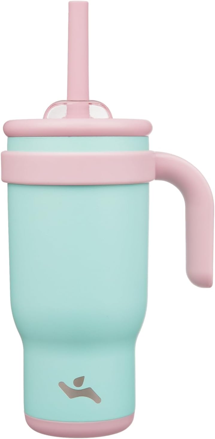 30 oz Tumbler with Handle and Straw, Insulated Travel Mug | Lime; BPA-free, spill-resistant tumbler with 2 straws and 2-in-1 lid for coffee, office, travel & daily use