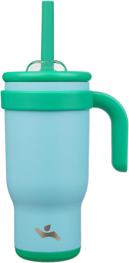 30 oz Tumbler with Handle and Straw, Insulated Travel Mug | Lime; BPA-free, spill-resistant tumbler with 2 straws and 2-in-1 lid for coffee, office, travel & daily use