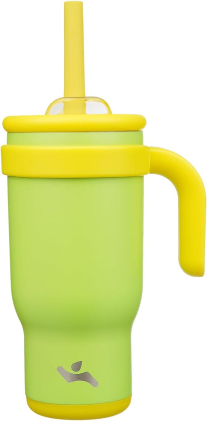 30 oz Tumbler with Handle and Straw, Insulated Travel Mug | Lime; BPA-free, spill-resistant tumbler with 2 straws and 2-in-1 lid for coffee, office, travel & daily use