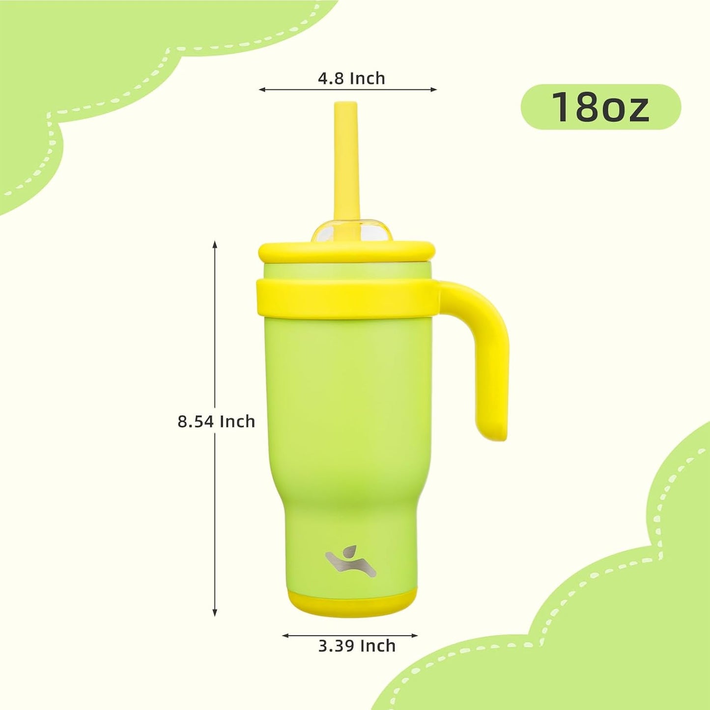 30 oz Tumbler with Handle and Straw, Insulated Travel Mug | Lime; BPA-free, spill-resistant tumbler with 2 straws and 2-in-1 lid for coffee, office, travel & daily use