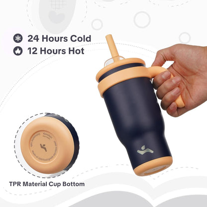 30 oz Tumbler with Handle and Straw, Insulated Travel Mug | Lime; BPA-free, spill-resistant tumbler with 2 straws and 2-in-1 lid for coffee, office, travel & daily use