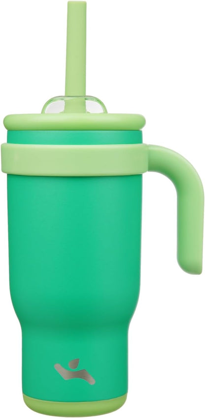 30 oz Tumbler with Handle and Straw, Insulated Travel Mug | Lime; BPA-free, spill-resistant tumbler with 2 straws and 2-in-1 lid for coffee, office, travel & daily use