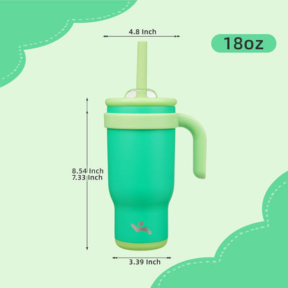 30 oz Tumbler with Handle and Straw, Insulated Travel Mug | Lime; BPA-free, spill-resistant tumbler with 2 straws and 2-in-1 lid for coffee, office, travel & daily use