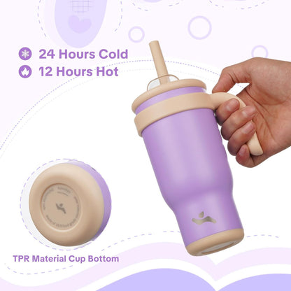 30 oz Tumbler with Handle and Straw, Insulated Travel Mug | Lime; BPA-free, spill-resistant tumbler with 2 straws and 2-in-1 lid for coffee, office, travel & daily use