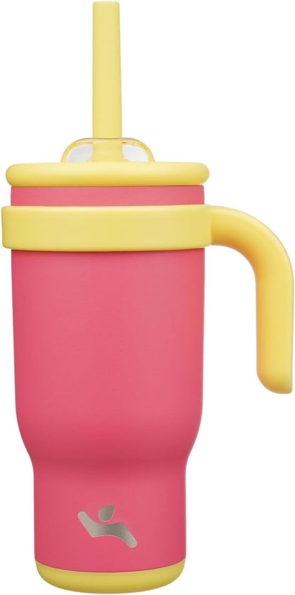 30 oz Tumbler with Handle and Straw, Insulated Travel Mug | Lime; BPA-free, spill-resistant tumbler with 2 straws and 2-in-1 lid for coffee, office, travel & daily use